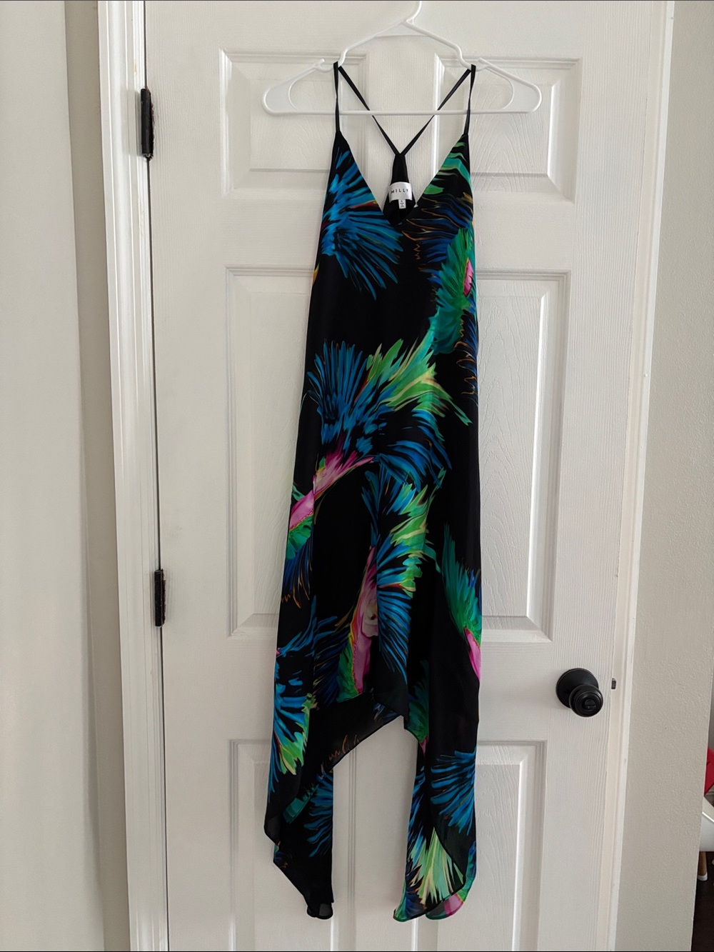 Milly Parrot Print Silk Strappy Dress Size 0 NWT